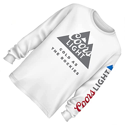 Coors Light Mens Miller Shirt - Coors As Cold As The Rockies Beer Logo Shirt Long Sleeve Shirt (White, Small) #TOP3