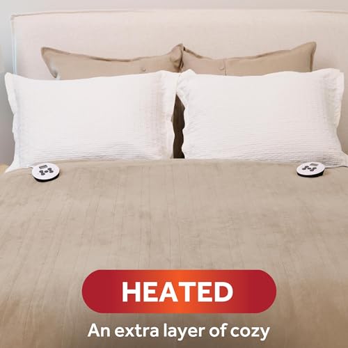 Sunbeam 12693 Royal Luxe Microplush Heated Electric Blanket Queen Size, 90 Inch X 84", 12 Heat Settings, 12-Hour Selectable Auto Shut-Off, Fast Heating, Machine Washable thumb #1