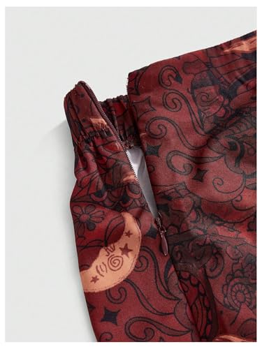 Women's Plus Size Hippie Graphic Skirt Boho Split Thigh Bodycon Midi Skirt Country Festival Outfits3