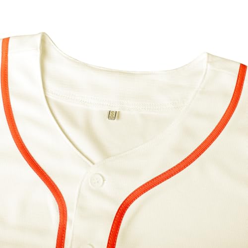 Jersey de Béisbol en Blanco, Manga Corta, Camiseta Deportiva Hip Hop para Hombre y Mujer (Grande, Beige) miniatura 4