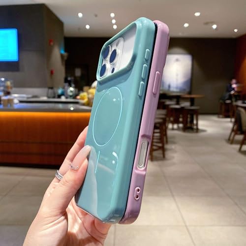 Image of Elzzi New Lychee Texture Magnetic Phone Case for iPhone 17 Pro Max Case, [Compatible with Mag-Safe] Anti Yellow Velvet Lined Premium PC+TPU Back Cover (Grey)