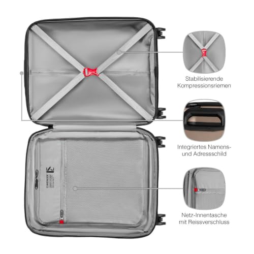 WENGER Prymo Carry-On Hartschalenkoffer, Handgepäck, Trolley, 36 (43) l, Sicherheitsschloss, Damen/Herren, Reisen Urlaub, Bronze, 654113 – Ansicht 5