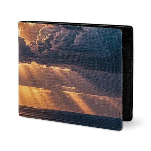Huge Rain Clouds Wallet Elegant Leather Wallets with ID Window & 2 Card Slots, Slim Bifold Wallet for Men Women2