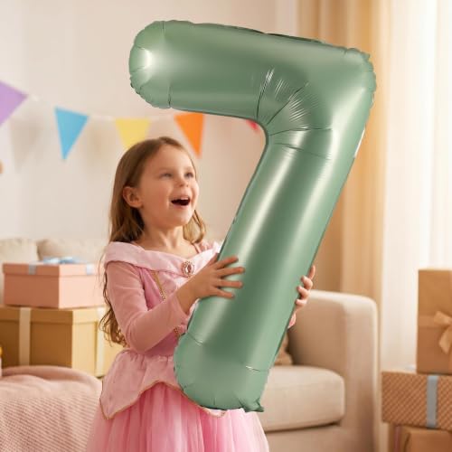 Image of YPSelected 32 Inch Large Foil Helium Number Balloon Birthday Wedding Party 0-9 (Olive Green, 7)