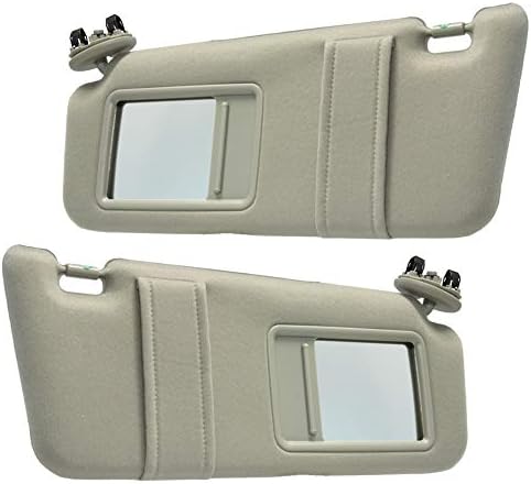 Left Driver Side & Right Passenger Side Sun Visor Replacement for 2007 2008 2009 2010 2011 Toyota Camry & Camry Hybrid Without Sunroof (Beige) Pair