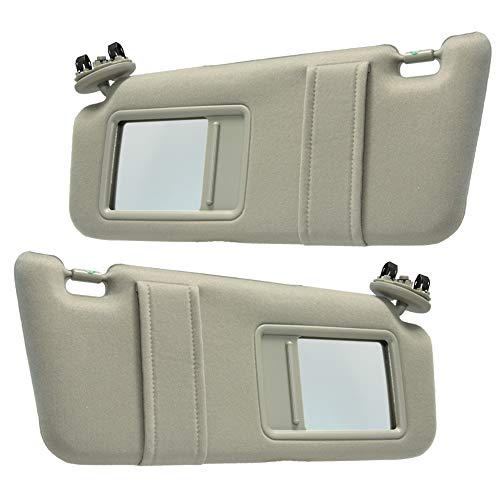 Left Driver Side & Right Passenger Side Sun Visor Replacement For 2007 2008 2009 2010 2011 Toyota Camry & Camry Hybrid Without Sunroof (Beige) Pair #TOP1