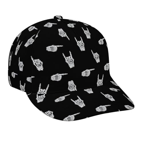 Fashion Baseball Cap Heavy Metal Skull Rock Hand Dad Cap for Girls and Boys - Fitted Breathable Baseball Bucket Cap Headwear