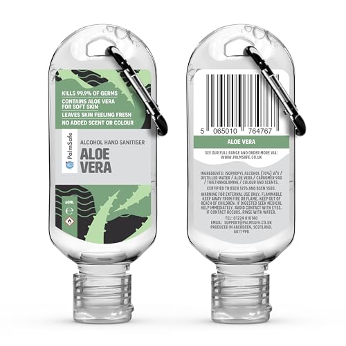 Palm Safe Aloe Vera 3 Pack 60ml Anti Bacterial Premium Hand Sanitiser Travel Size Refillable Clip Bottle Quick Drying Non Sticky Extra Moisturising Kills 99.9% of Viruses and Bacteria - Image 9