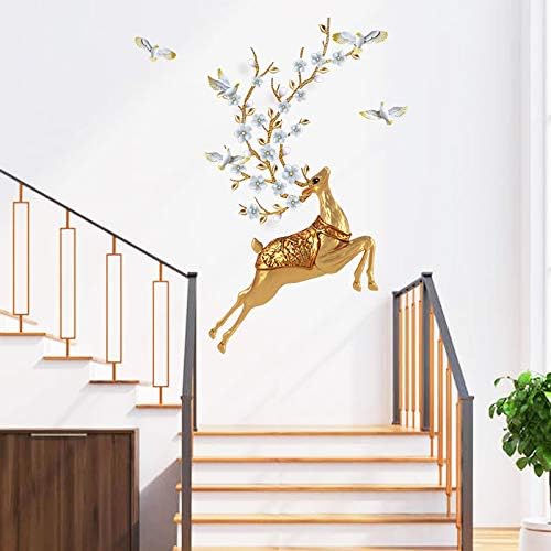 Image of Oren Empower DIY Golden Forest Deer Wall Stickers for Bed Room, Living Dinning Room /Decorative Self Adhesive PVC Vinyl Resuable Animals Wallpaper - Multicolor (60 X 90 CM)
