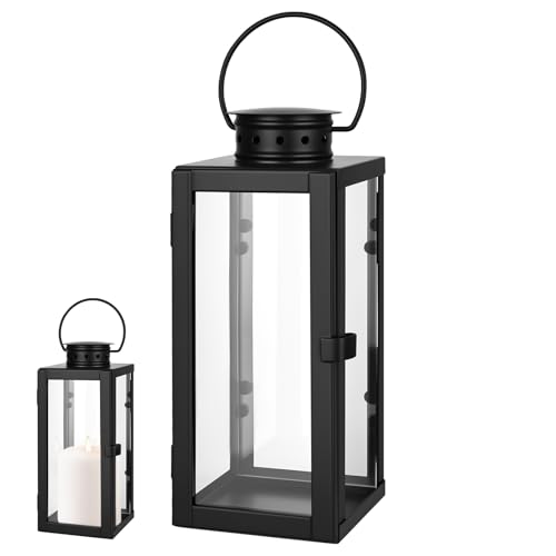 elthmpr Lanternas para exteriores, 24 cm, resistente às intempéries, candeeiro decorativo vintage, candelabro para sala de estar, varanda, jardim
