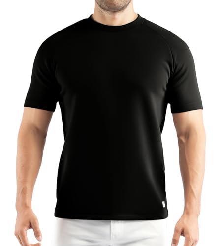 Fioboc Men's Premium Soft T-Shirts Modal Crew Neck Tees Heavyweight Cooling Short Sleeve Casual Classic Tee Shirt for Men