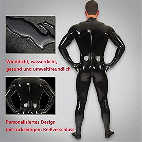 FASZFSAF Herren Damen Sexy Lack Leder Dessous Kostüm Catwoman Latex Catsuit PVC Body Overall Kleid Clubwear – Bild 3