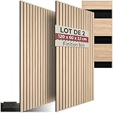 tectake® Lot de 2 panneaux acoustiques muraux et pour plafond, en Bois MDF, 120 x 60 x 2,1 cm par panneau mural decoratif pour isolation phonique Chambre, Bureau, Studio de musique Decoration murale
