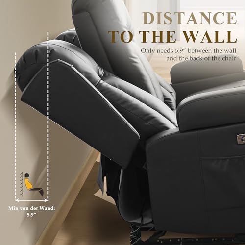 Image of URRED Power Loveseat Recliner Sofa with Massage and Heat, Wall Hugger Reclining Loveseat, RV Couch Home Theater Seating with LED Lights for Living Room (Black, 54 inch - 2 Seats)