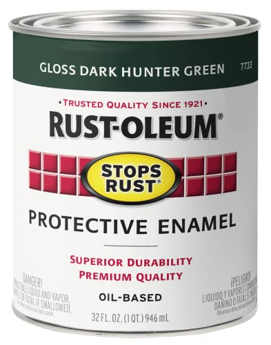 Image of Rust-Oleum Stops Rust Brush On Enamel Paint, Gloss Dark Hunter Green