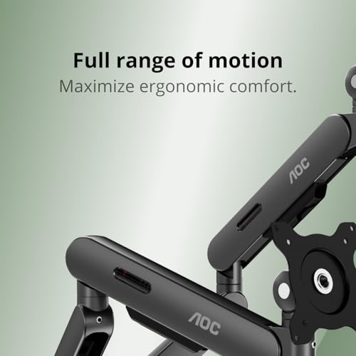 Image of AOC AM420G Dual Monitor Stand - Full Adjustable Monitor Desk Mount Swivel Vesa Bracket with C Clamp, Grommet Mounting Base for 17 to 34 Inch Computer Screens - Each Arm Holds 4.4 to 19.8lbs