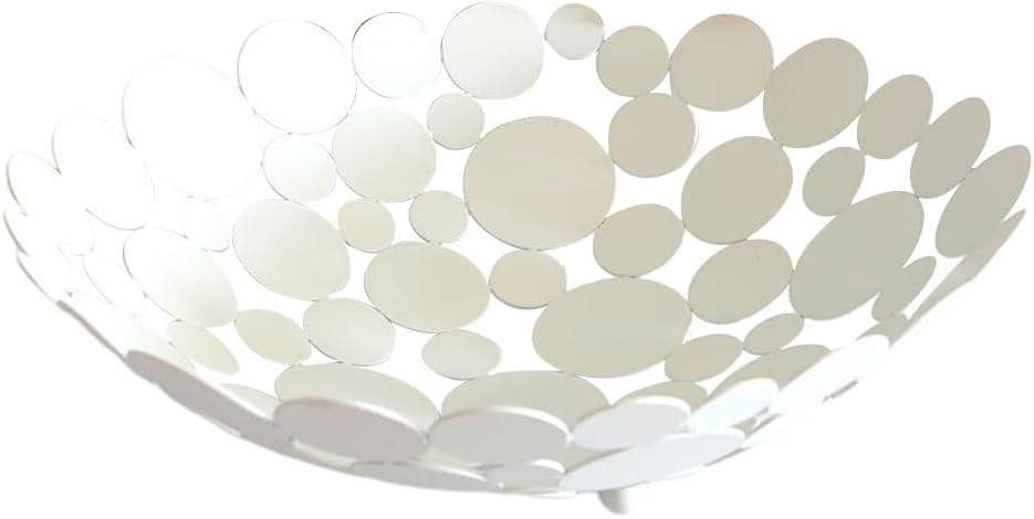 Metal Fruit Bowl, Decorative Petal Shaped Iron Arts Basket, Countertop Storage Bowls for Fruit, Vegetable, Snack (White)