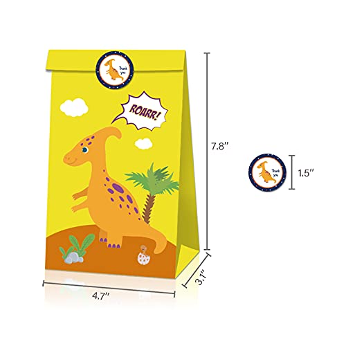 Pacote com 12 sacos de guloseimas de dinossauro para doces Dino Kids Birthday T-Rex Roar Party Favor
