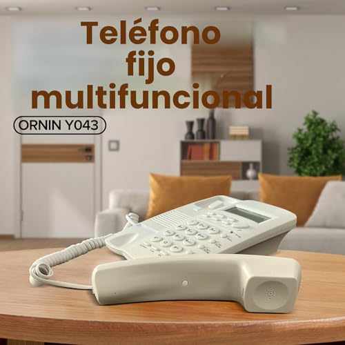 Teléfono con cable Ornin Y043 con altavoz, pantalla e identificación de llamadas, blanco 2