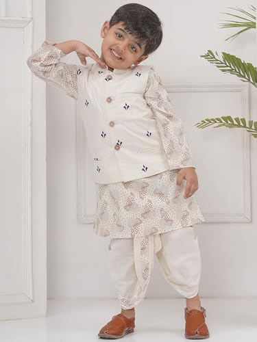 Boys Mandarin Collar Nehru Jacket. (BNJ50060304) (Off-White) (03-04 Years)3