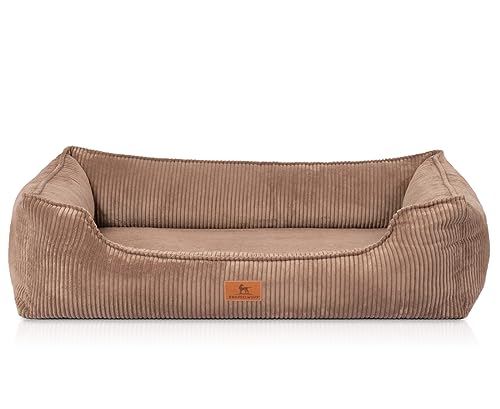 Knuffelwuff orthopädisches Hundebett aus Cord mit Handwebcharakter Nunavut XL 105 x 75cm Braun - Abnehmbarer Bezug - waschbar - für große, mittelgroße und kleine Hunde