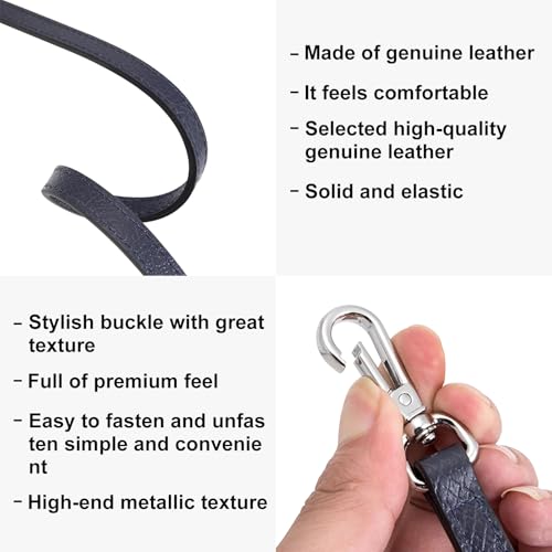 Image of Bag Leather Strap Replacement Crossbody Shoulder Straps for MINI Pouch, No Damage Conversion Kits Accessories (MINI-Navy Blue-S)