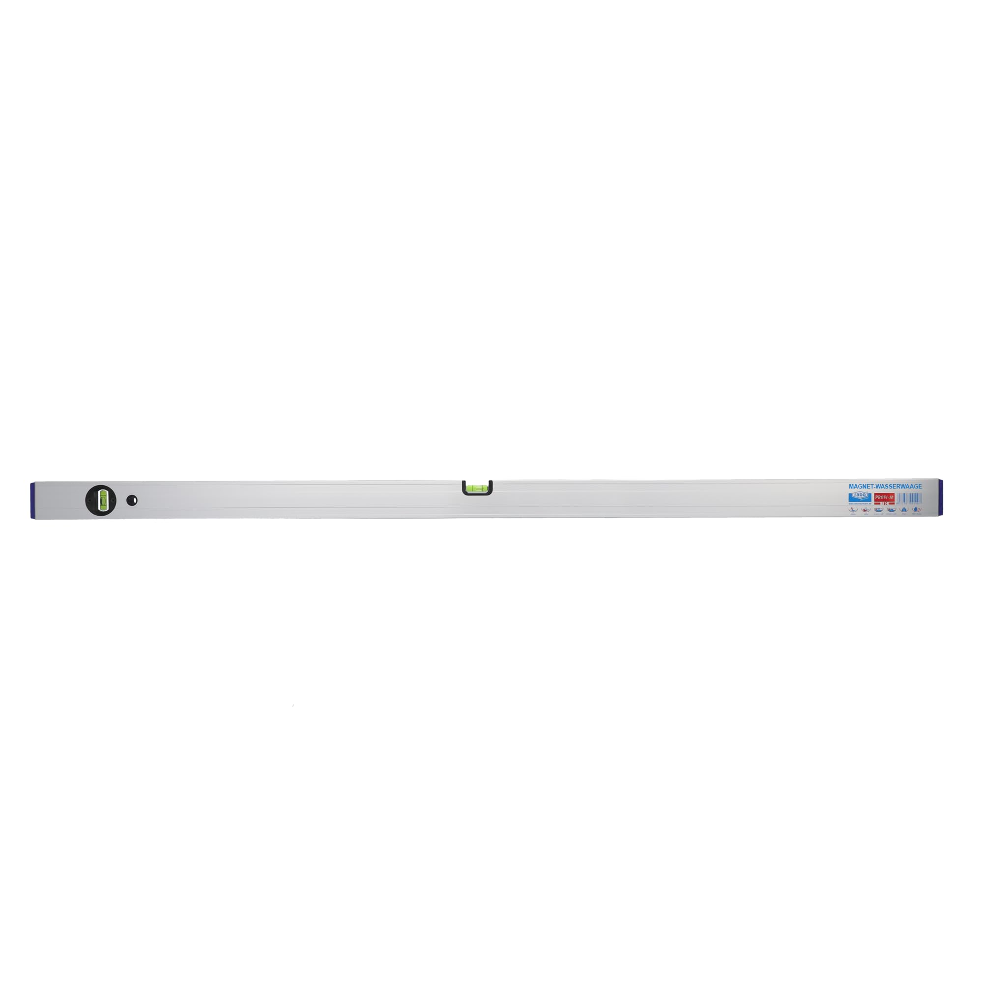 rabo - Aluminio nivel de burbuja magnética"Profi-M" ajustable, a prueba de golpes, anodizado natural, la precisión de 0,5 mm/m, peso 630G / M, 150 cm de longitud