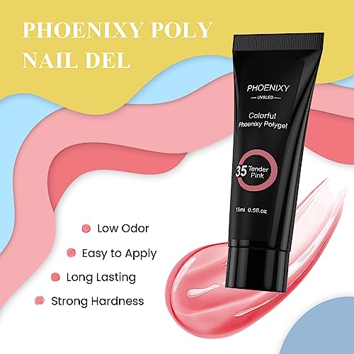 PHOENIXY Poly Nail Gel Kit, 8 Colors 15ml Poly Nail Builder Extension Gel Nail Kit With 36W Nail Lamp - Image 3
