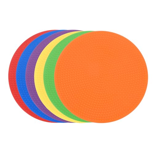 PATIKIL Spot Markers 4 Inch, 6 Pcs Non-Slip Floor Dots Agility Markers Flat Field Cones Poly Dots for Gym PE Speed Training Dance Soccer Basketball Sports, 6 Colors