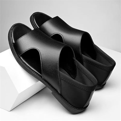 Men's Leather Cutout Water Shoes Slip On Flat Comfortable Open Toe Outdoor Casual Beach Light Weight Fisherman Sandals4