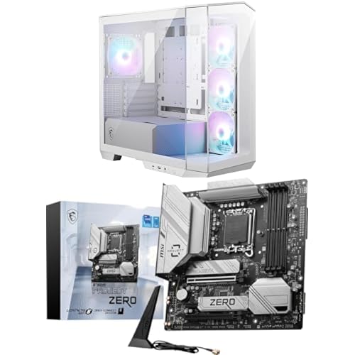 Image of Bundle of MSI MAG PANO M100R PZ White Micro ATX Gaming Case,270-degree Panoramic Display, 4 aRGB Fans + MSI B760M Project Zero Gaming Motherboard (Support 14th /13th /12th Gen Intel Processors)