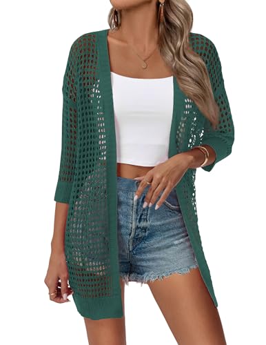 Image of Zeagoo Women's 2026 Summer Crochet Lightweight Cardigan Short Sleeve Boho Kimono Oversized Open Front Sweater Tops