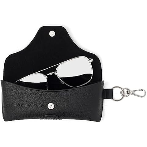 Face Shadow PU Leather Glasses Case with Belt Loop, Semihard Portable Eyeglasses Case Sunglasses Pouch for Men and Women Cover