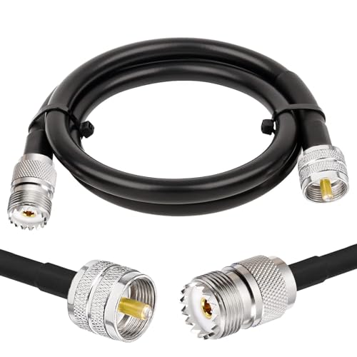 Superbat Cable RG8X UHF/VHF PL259 Macho a SO239 Hembra de 2m, Cable Radioaficionado 50 Ohm Para Antena, Radio CB, Duplexor, Sintonizador, Carga Ficticia, Medidor ROE, Walkie Talkie