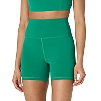 Amazon Essentials Women's Active FormFlex Buttery Soft High Waist 5" Yoga Biker Shorts, Emerald Green, X-Small