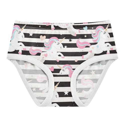 Wusikd Cute Unicorns Girls' Underwear Cotton Black White Stripes Girls Briefs Soft Toddler Underwear 2T