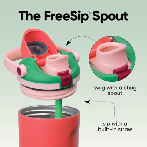 Image of Owala FreeSip Sway Insulated Stainless Steel Water Bottle with Two-Way Spout, Built-In Straw and Bucket Handle, Made for Travel, School, and Sports, 40oz, BPA Free, Leak Proof, Strawberry Fields