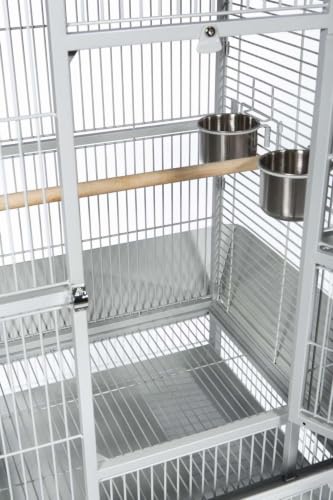 Image of Prevue Pet Products Wrought Iron Select Bird Cage - Large Steel Cage with Rolling Stand and Seed Guards, Durable Design, Ideal for Conures and Medium Birds - Pewter Hammertone