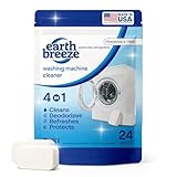 Earth Breeze Washing Machine Cleaner Tablets – Deep Cleans, Deodorizes & Removes Odors, Residue & Buildup – For Front Load, Top Load & HE Washers – Fragrance-Free - No Harsh Chemicals - Made in USA