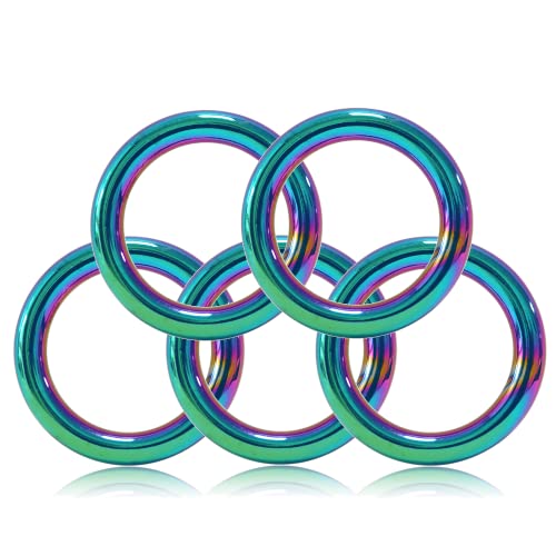 Ganzoo O-Ring aus Druckguss 25mm, 5er Set, Regenbogen/Rainbow, geschweißt, nichtrostend, ideal für Paracord 550, DIY Zubehör für Hundeleine und Hundehalsband, Ringstärke 5 mm, innen 26 mm außen 36 mm