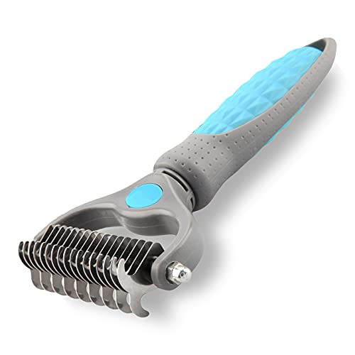 Petzinga Pet Grooming Brush Double-Sided Deshedding and Dematting Dogs and Cats Reduce Shedding by up to 95% Undercoat Rake Comb for Mats&Tangles Removing Great for Short to Long hair Small Large Breeds