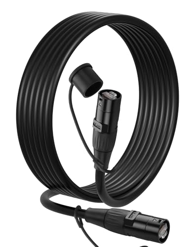 CERRXIAN CAT6 Shielded Ethercon Cable Professional Audio & Lighting RJ45 Male to Male Cable with Protective Caps Grade Sound Transmission 1000Mbps Black (6.6FT/2M)
