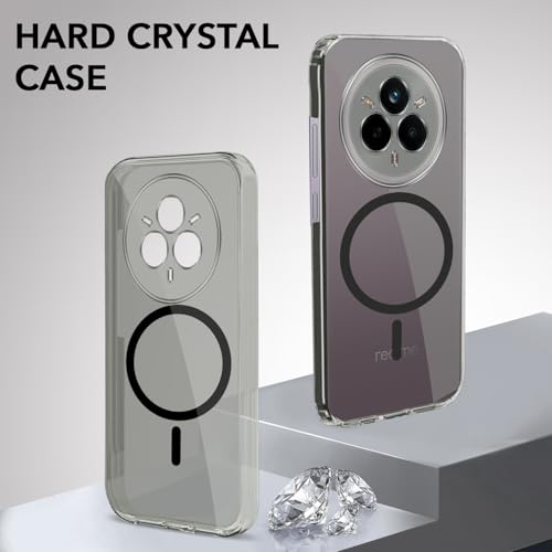 Image of Jkobi Lifetime Anti-Yellow MagSafe Compatible Clear Back Cover Case for Realme 14 Pro (Sleek Hard Crystal | Shockproof and Camera Protection)