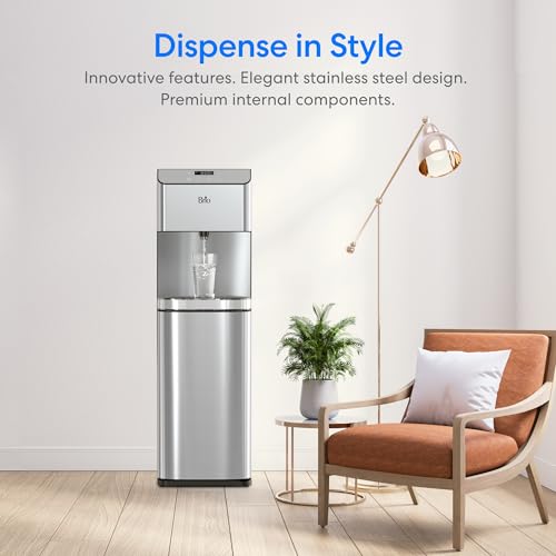 Image of Brio Moderna Bottom Load Water Cooler Dispenser - Tri-Temp, Adjustable Temperature, Self-Cleaning, Touch Dispense, Child Safety Lock, Holds 3 or 5 Gallon Bottles, Digital Display and LED Light