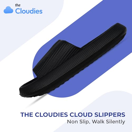 Image of Cloud Slides For Women And Men - Comfy Non Slip Indoors Slippers For Shower Spa Pool College Outdoors Slides - Soft And Cozy Open Toe House Sandals Thick Soles