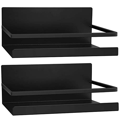 Ouinne Especiero Cocina Magnético para Especiero Refrigerador, 2 Piezas Estante de Almacenamiento para Pared Organizador de Especias Cocina (Negro)