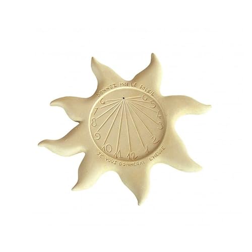 QEM Cadran Solaire Motif Soleil Pierre Naturelle vieillie 40cmx40cm