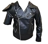 Leather Jacket Zipper Fashion Vintage Casual Outdoor Windbreaker Jacket (Balck, XXXL)
