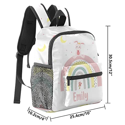 Rainbow Rabbit Personalized Kids Toddler Backpack for Boys Girls ,Custom Mini School Backpack Bags Kindergarten, 10''(L) x 4''(W) x 12''(H)2