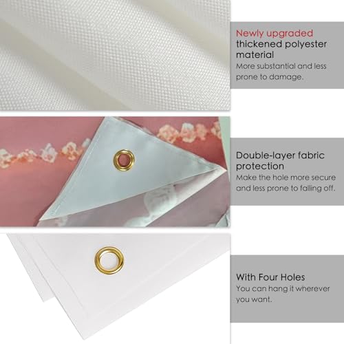 Image of Nuxovilar 7th Birthday Banner - Elegant Pink & Gold Floral Backdrop